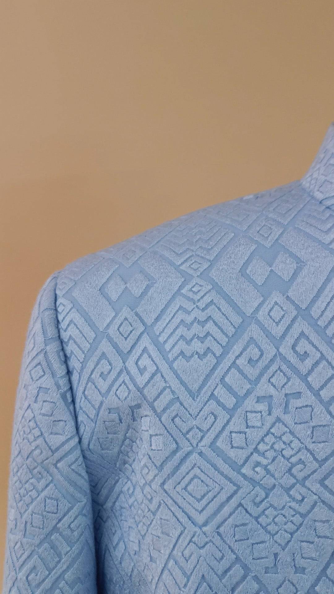 Buy Wedding Outfits Sky Blue Lucknowi Diamond Arrow Jodhpuri Set - Buyweddingoutfits