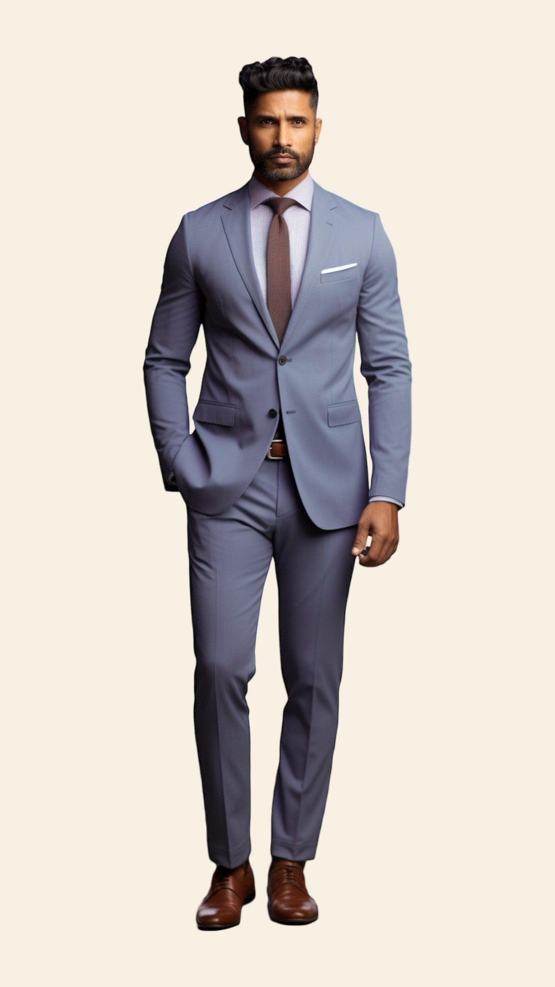 Bespoke Men's Grey Suit in Light Slate Shade Crafted in Terry
