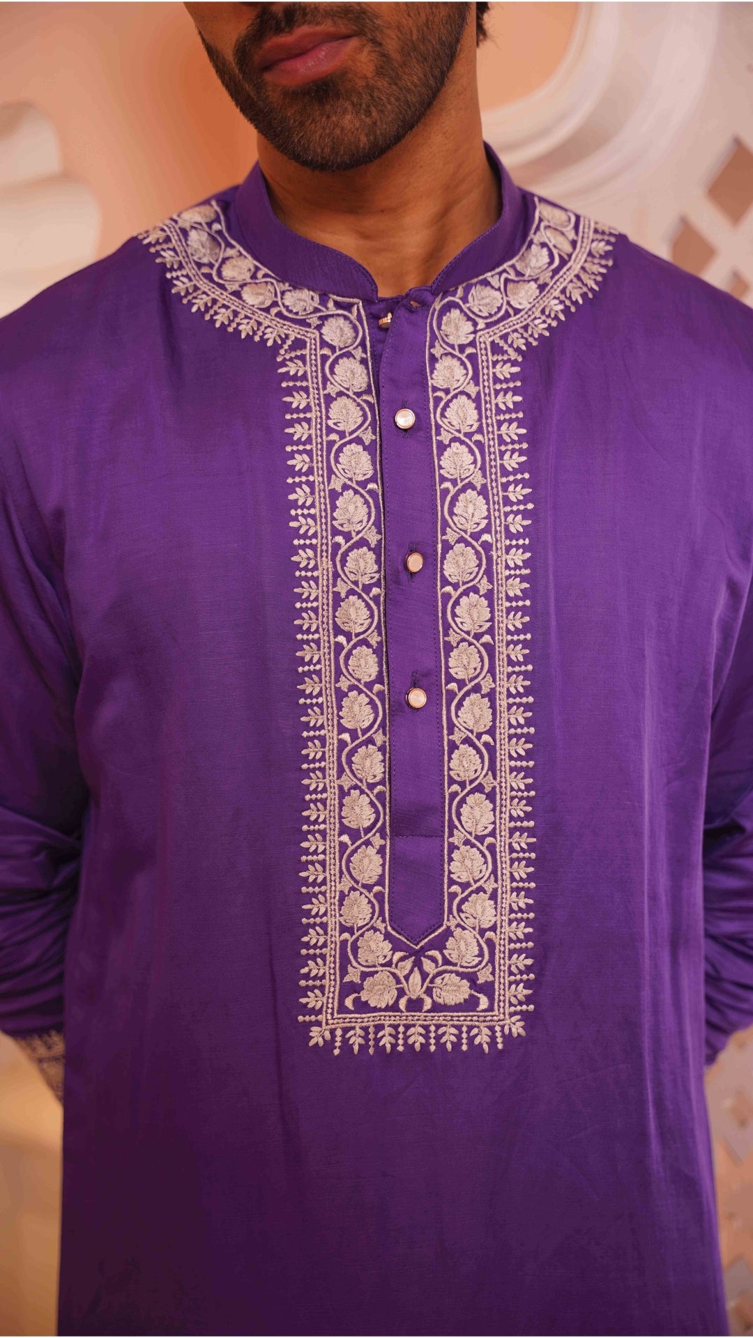 Purple Embroidered Kurta for Men | BWO by Smit Pithadia