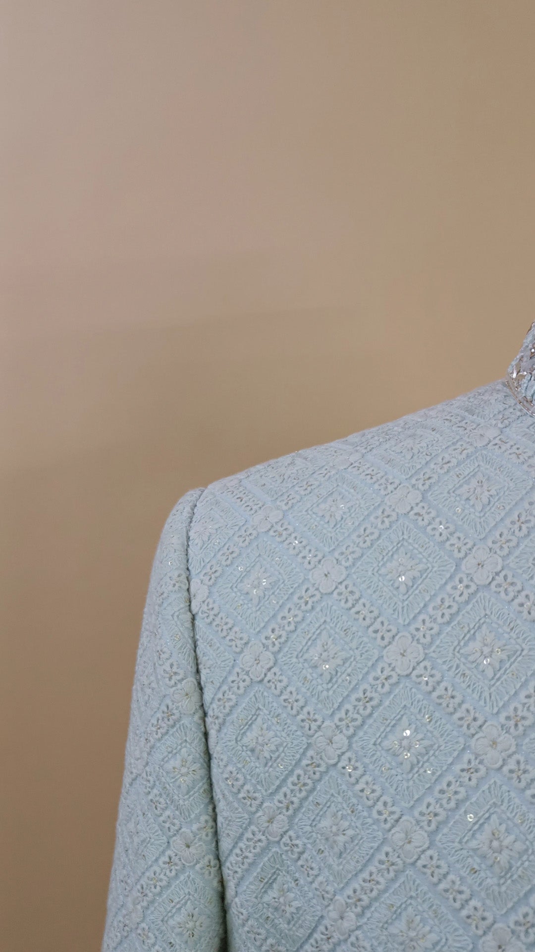 Buy Wedding Outfits Powder Blue Lucknowi Rangoli Sherwani Set - Buyweddingoutfits