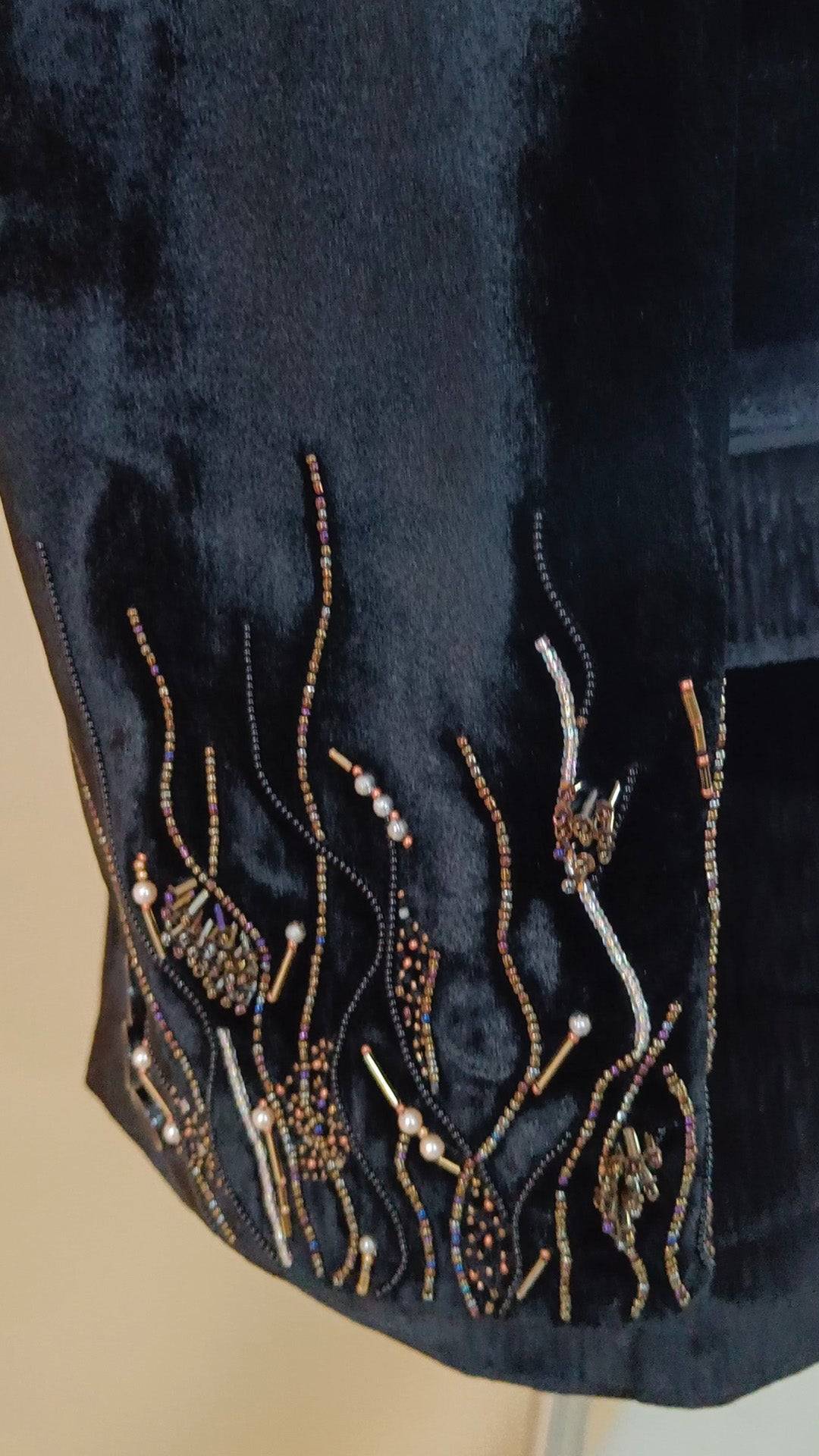 Buy Wedding Outfits Hand-Embroidered Black Suede Tuxedo Set - Buyweddingoutfits
