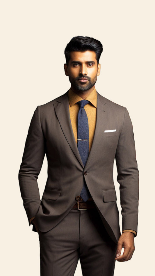 Bespoke Men's Brown Suit in Wood Shade - Crafted in Terry Rayon by BWO