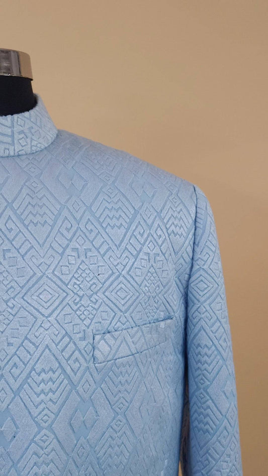Buy Wedding Outfits Sky Blue Lucknowi Diamond Arrow Jodhpuri Set - Buyweddingoutfits