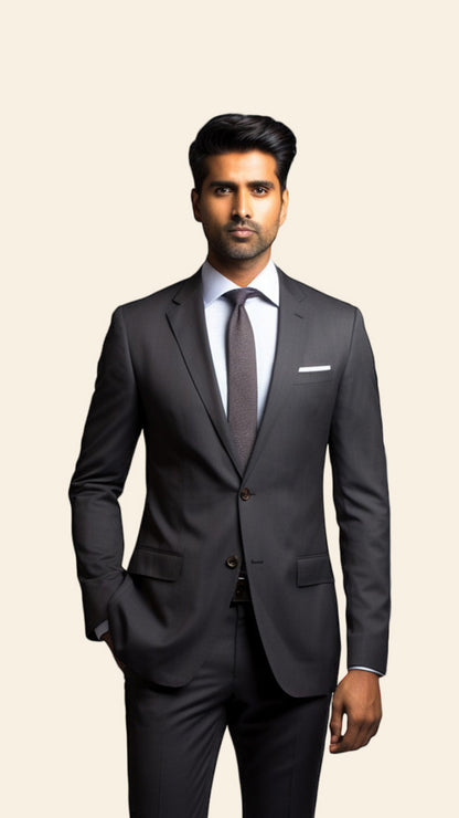 Custom Men's Grey Suit in Pebble Shade - Crafted in Terry Rayon by BWO