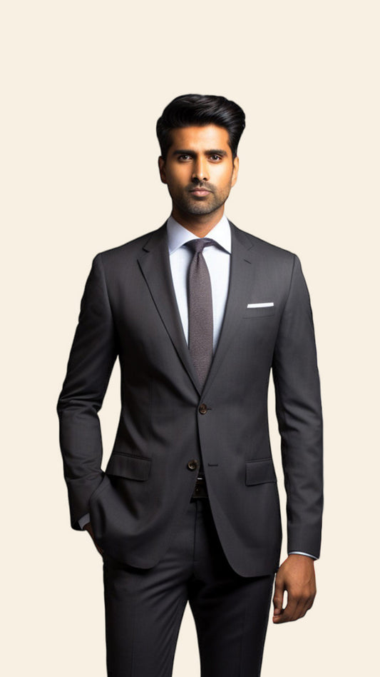 Custom Men's Grey Suit in Pebble Shade - Crafted in Terry Rayon by BWO
