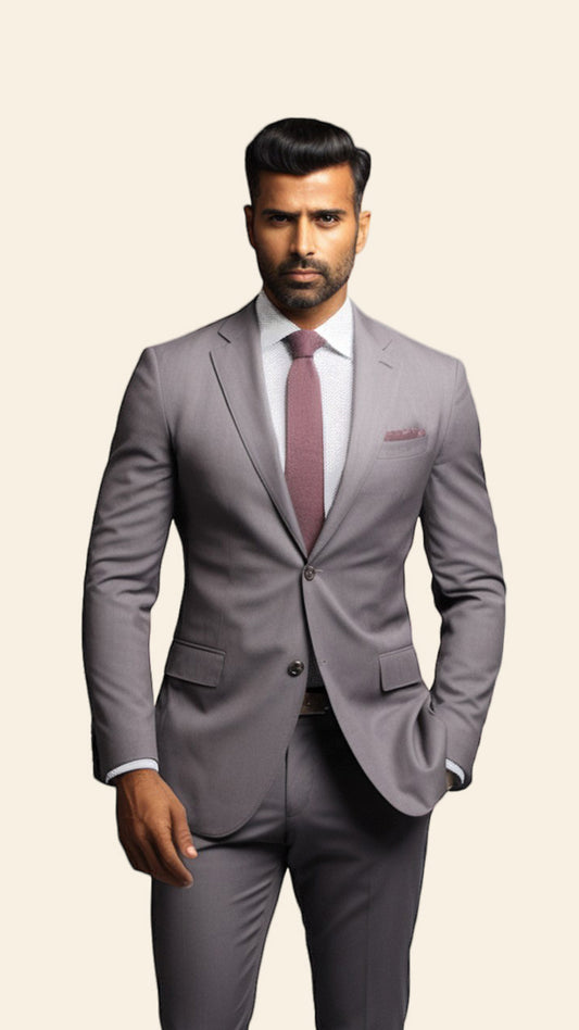 Custom Men's Grey Suit in Light Fossil Shade - Crafted in Terry Rayon by BWO