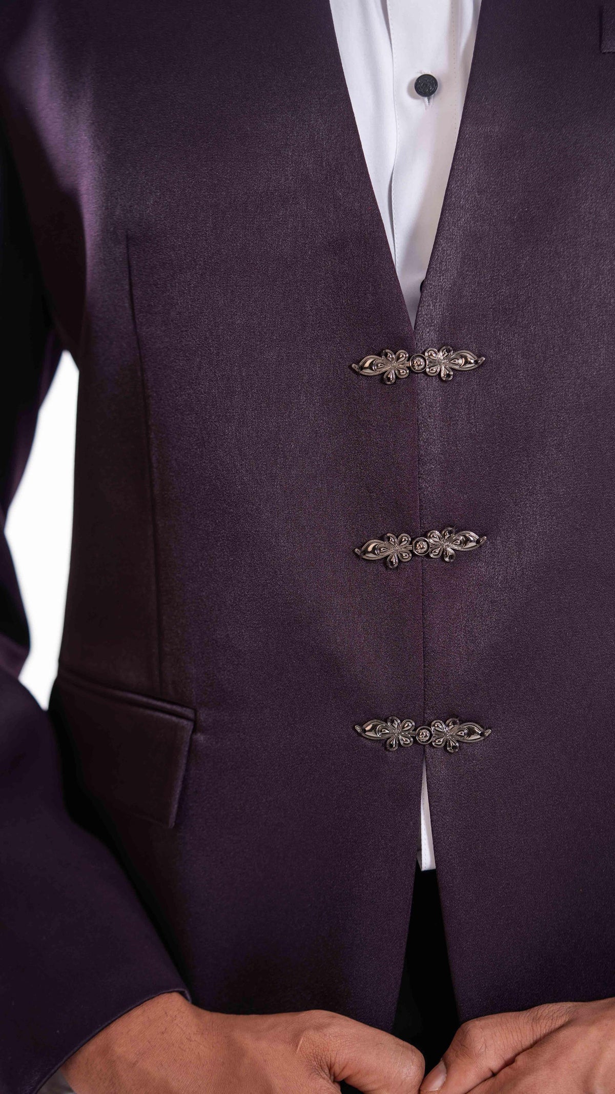 Wine V-Neck Jodhpuri Set for Men | BWO by Smit Pithadia