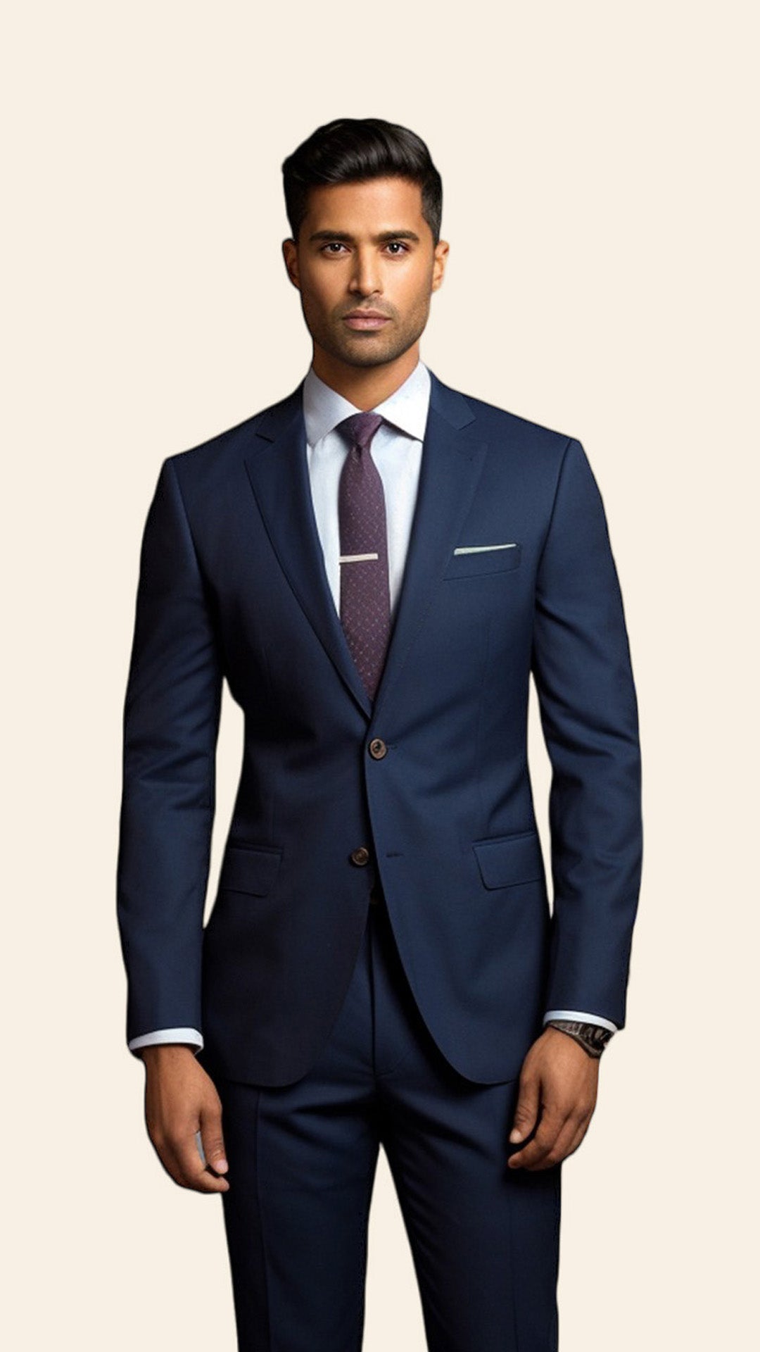 Custom Men's Navy Blue Suit - Crafted in Terry Rayon by BWO