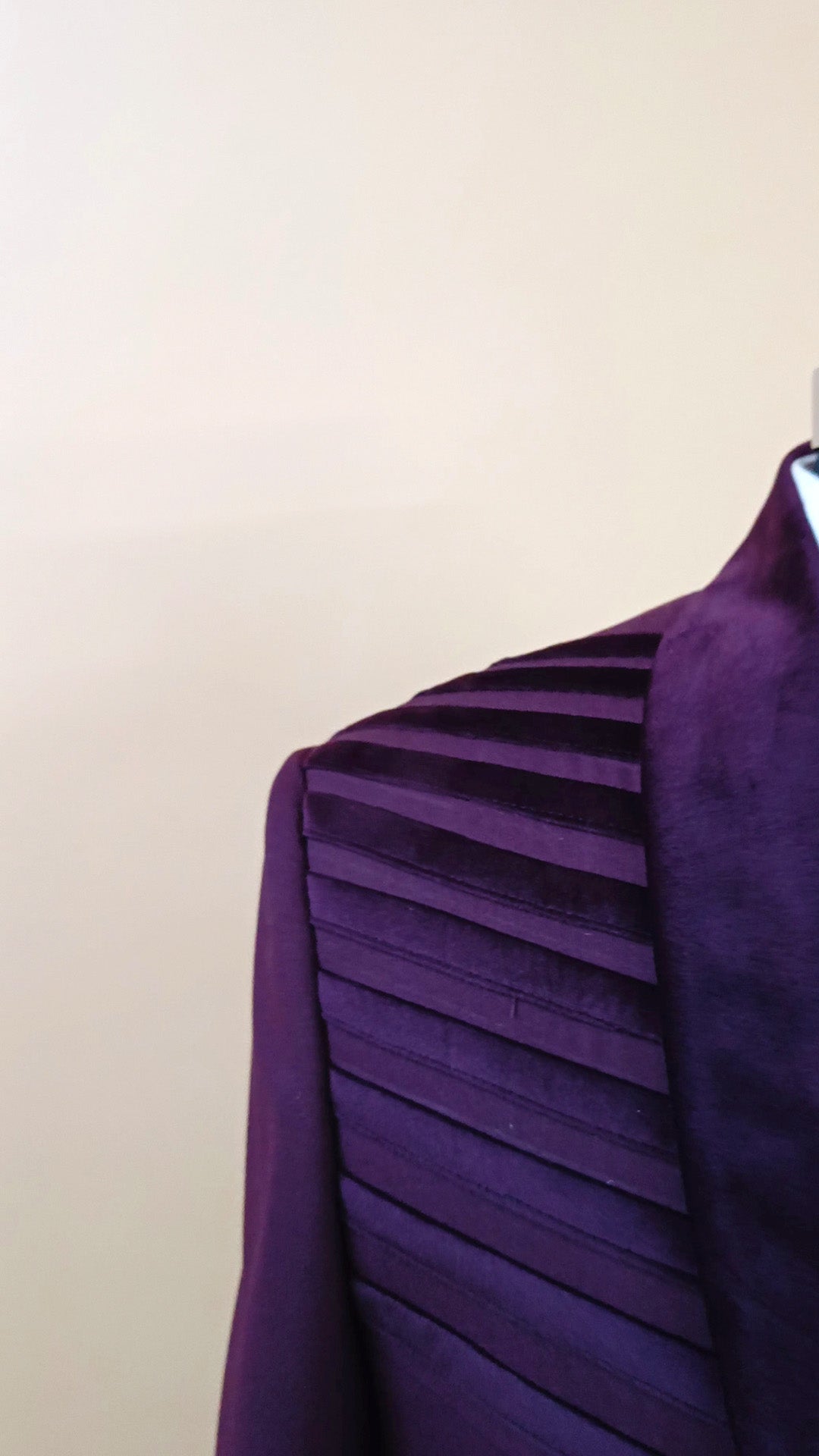 Buy Wedding Outfits Purple Suede Shoulder Striped Tuxedo Set - Buyweddingoutfits